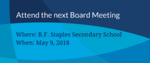 May 9 board meeting at R.F. Staples