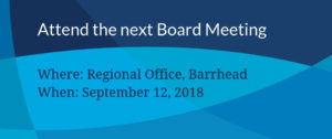 Next board meeting Sept 12, 2018 at regional office