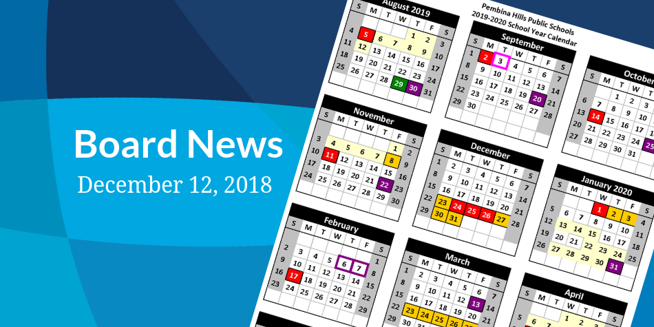 2019-20 school year calendar approved - Pembina Hills School Division