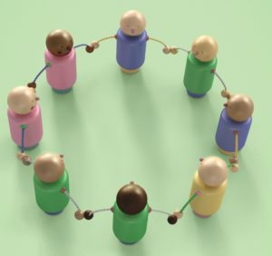 stick people holding hands